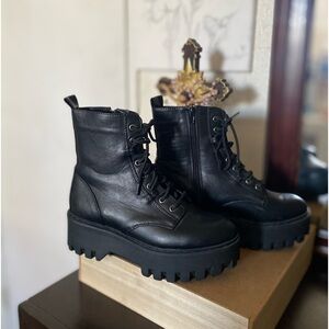 Thick platform black boots